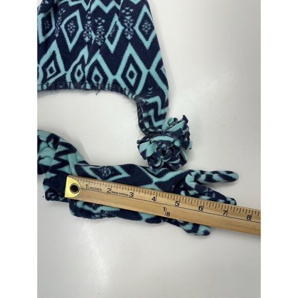 Old Navy Childrens Winter Hat Gloves Scarf Set Blue Fleece Aztec Size L-XL - Picture 11 of 14
